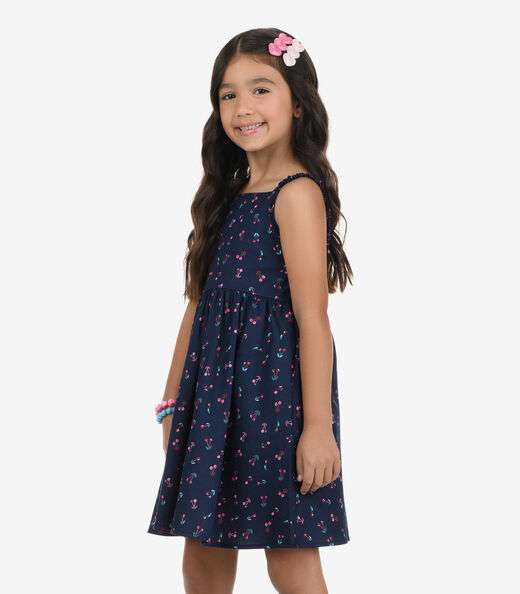 Vestido em Popeline Rovi Kids Azul