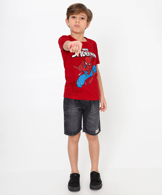 Camiseta Infantil Homem Aranha Marvel Tam 4 a 10 Vermelho