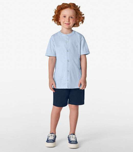 Camisa Masculina em Meia Malha MaquinetaTrick Nick Azul