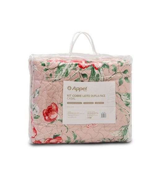 Kit Cobre Leito Matelassê Queen Appel Rosa