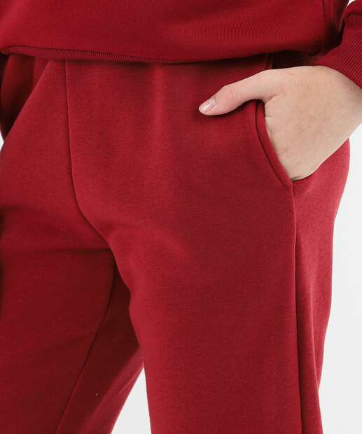 Calça Juvenil Moletom Bolsos Marisa Tam 10 a 16 Vermelho