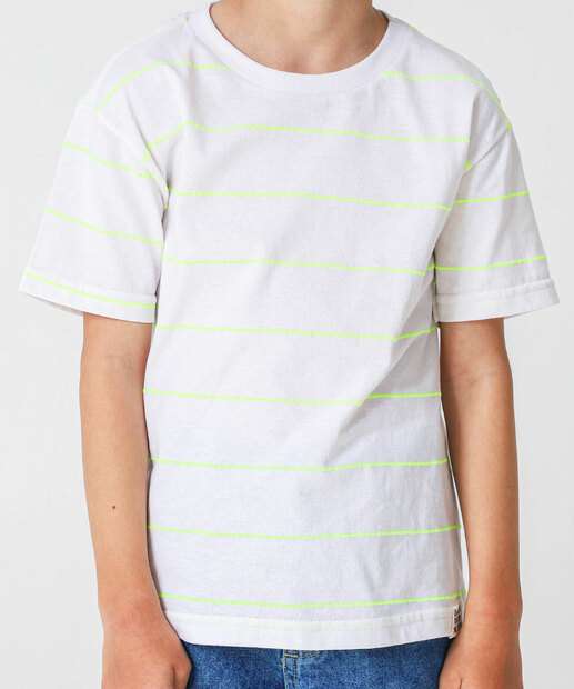 Camiseta Infantil Listrada Marisa Tam 4 a 10 Bege 