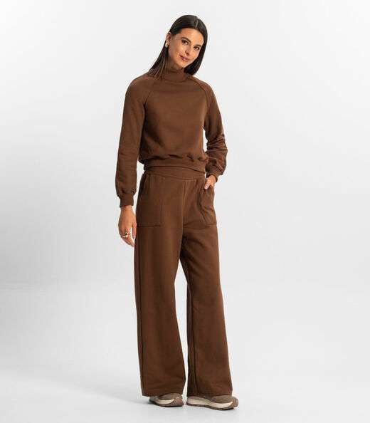 Conjunto de blusão com calça Rovitex Marrom