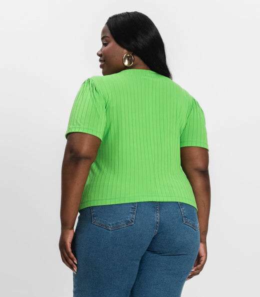 Blusa Canelada Plus Infinita Cor Verde