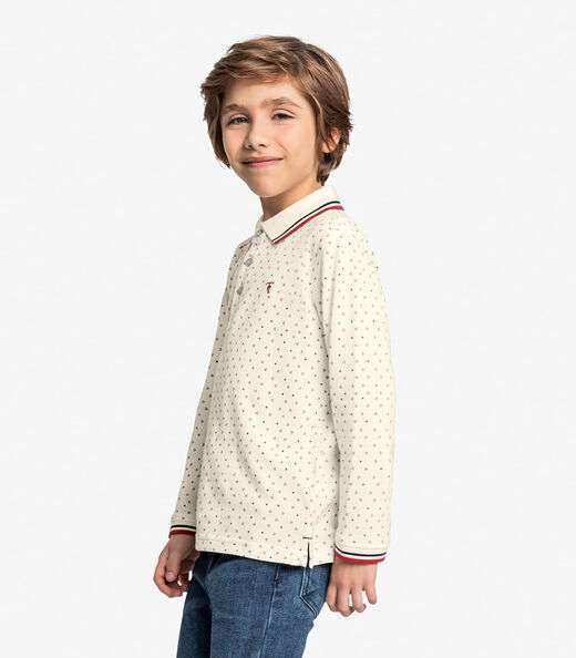 Camisa Polo Infantil Manga Longa Trick Nick Bege