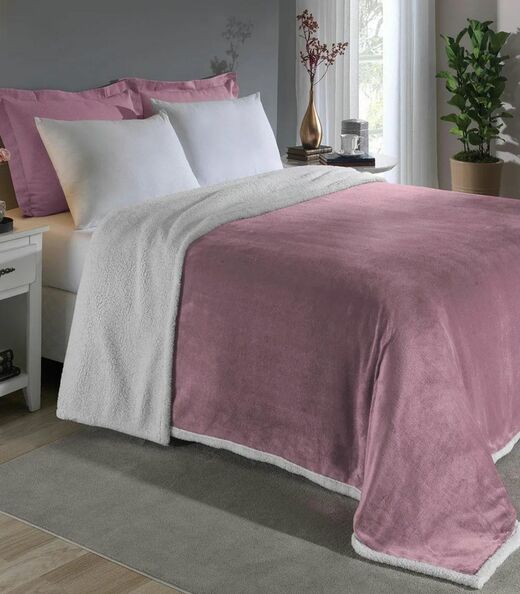 Image_Cobertor Sherpa Dupla Face Queen Lar E Lazer Rosa
