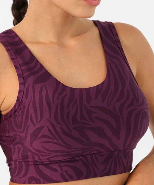 Top Fitness Vazado Animal Print Marisa Roxo