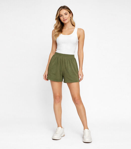 Image_Shorts Feminino Cós Com Elástico Infinita Cor Verde