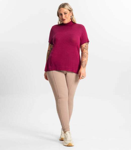 Blusa Gola Alta Feminina Plus Size Secret Glam Vermelho
