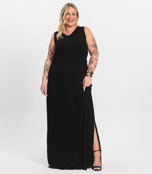 Vestido Longo Plus Size Infinita Cor Preto