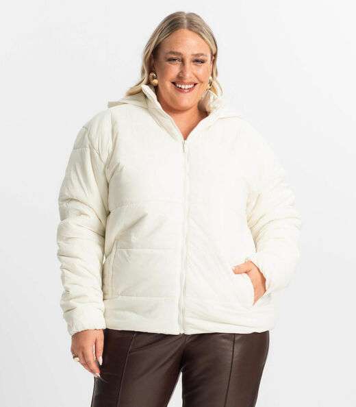 Image_Jaqueta Com Capuz Feminina Plus Size Secret Glam Bege