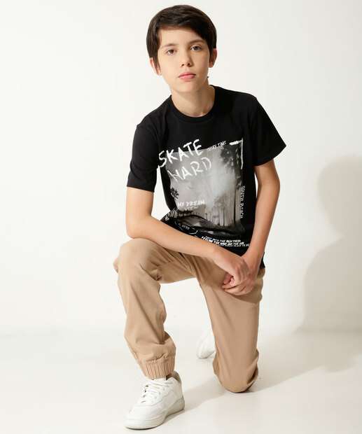 Calça Juvenil Jogger Sarja Bolsos MR Tam 10 a 16