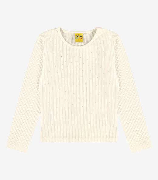 Blusa Manga Longa Com Aplicação Strass Rovi Kids Bege