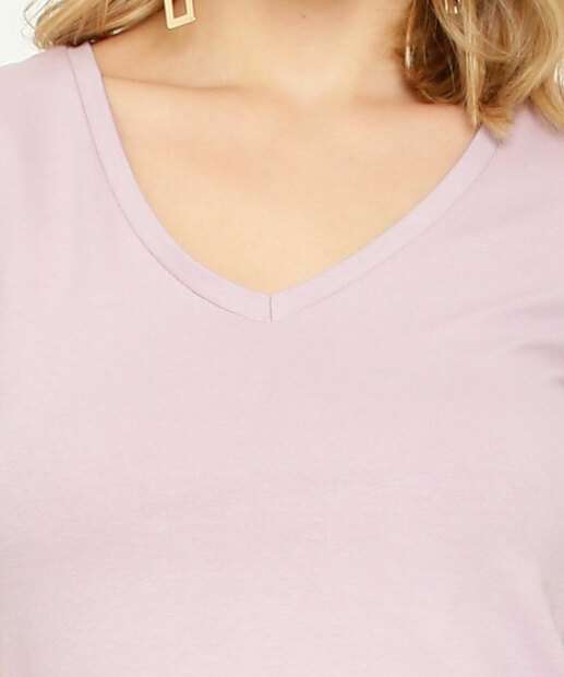 Blusa Feminina Básica Decote V Manga Curta Marisa