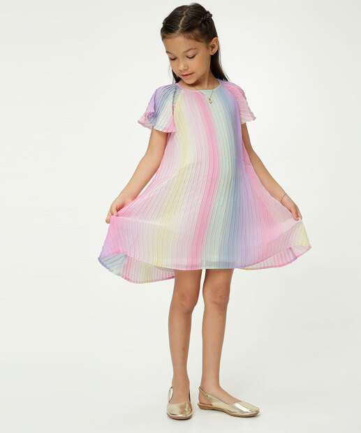 Vestido Infantil Chiffon Degradê Marisa Tam 4 a 10 