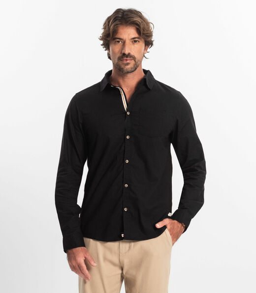 Camisa Masculina Manga Longa Diametro Preto