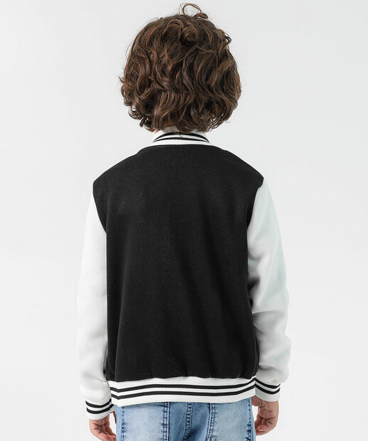 Jaqueta Infantil Bomber Moletom Marisa Tam 4 a 10 Preto