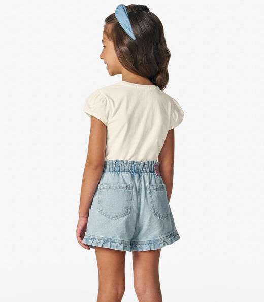 Conjunto Blusa Com Shorts Infantil Trick Nick Bege