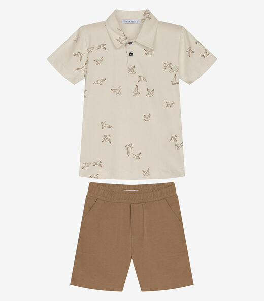 Image_Conjunto Infantil Polo Com Bermuda Trick Nick Bege