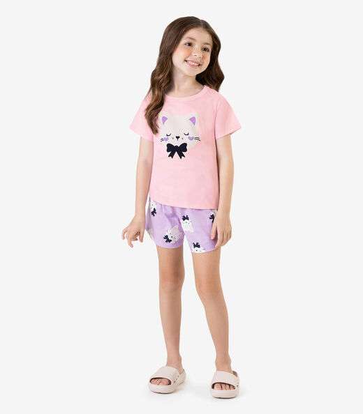 Pijama Meia Malha Rovi Kids Rosa