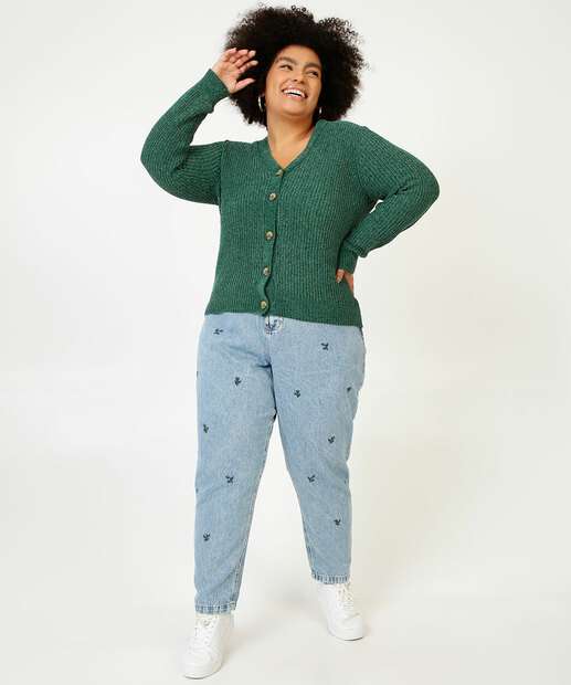 Cardigan Plus Size Feminino Chenille Botões Marisa