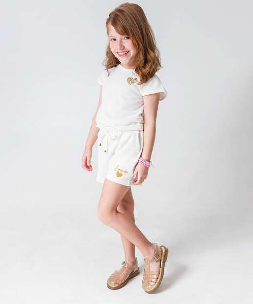 Blusa Infantil Textura Marisa Tam 4 a 10 Off White