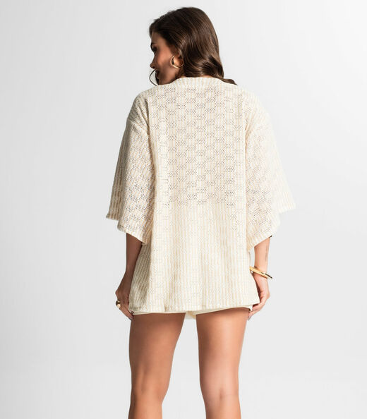 Kimono Feminino Em Tricot Endless Bege