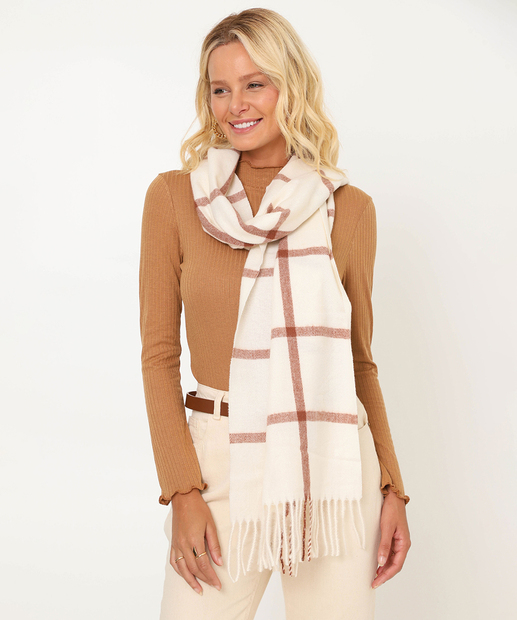 Image_Cachecol Feminino Tricô Xadrez Marisa Off White