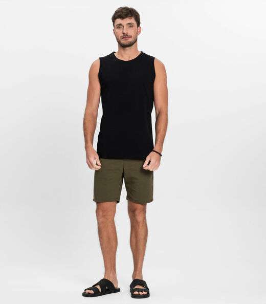 Regata Masculina Básica Meia Malha Diametro Preto