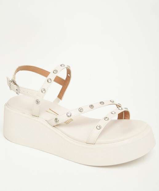 Sandália Feminina Flatform Strass Vizzano 