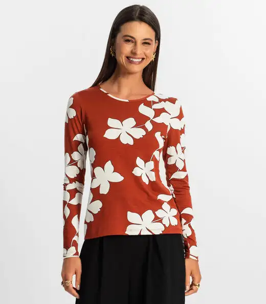 Blusa Manga Longa Feminina Rovitex Laranja