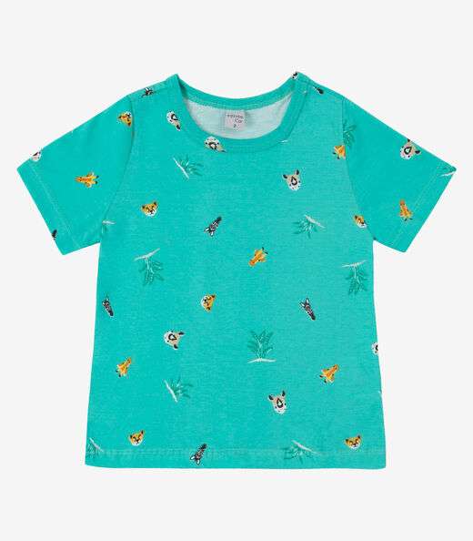 Camiseta Infantil Masculina Animais Infinita Cor Verde