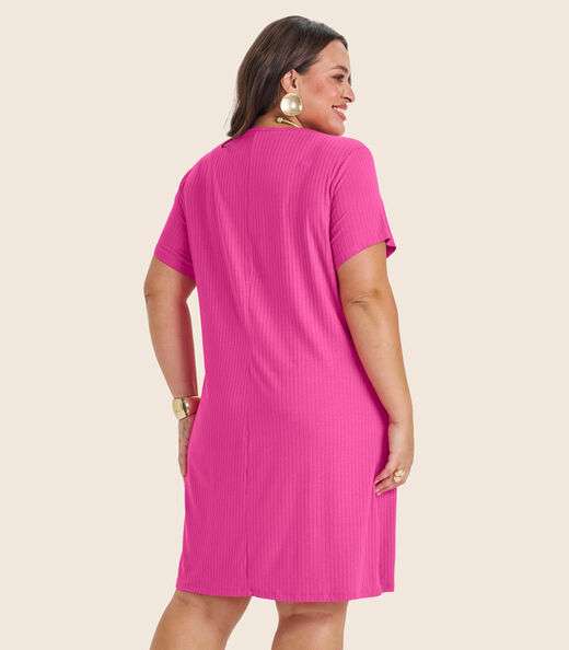 Vestido Feminino Plus Size Secret Glam Rosa