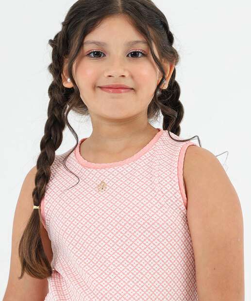 Vestido Infantil Textura Sem Manga Marisa Tam 4 a 10 Rosa