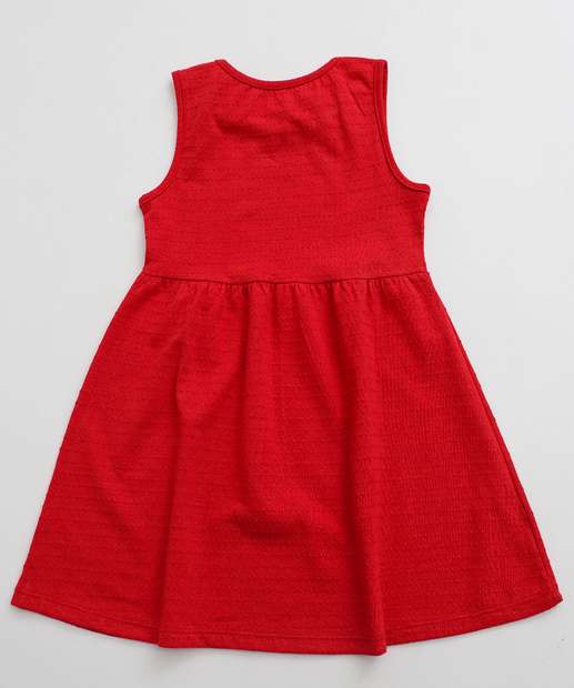  Vestido Infantil Textura Babado Marisa Tam 1 a 3 Vermelho