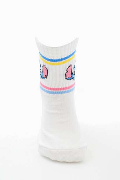 Kit 2 Meias Infantil Soquete Estampa Stitch Disney Rosa