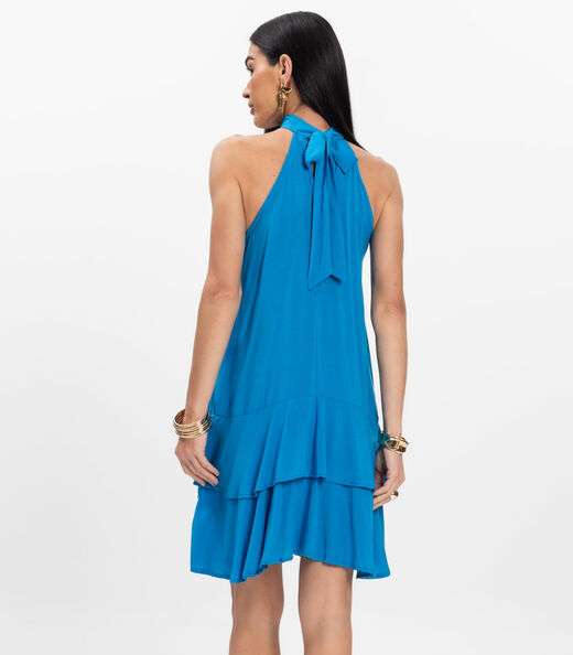 Vestido Curto Feminino Em Viscose Style Box Azul