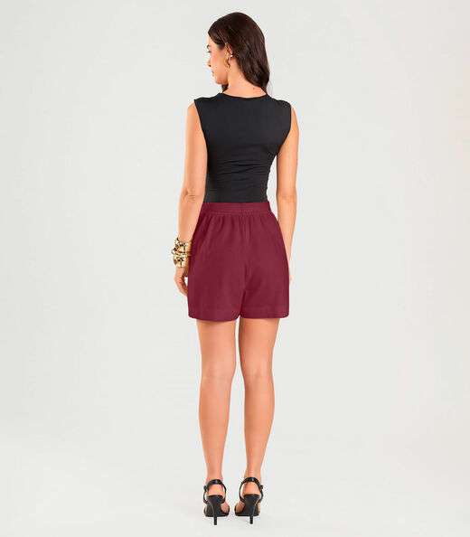Shorts Feminino Com Cinto Dianna Vermelho