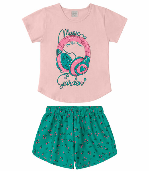 Conjunto Infantil Feminino Music Rovitex Rosa