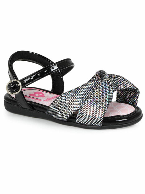 Sandália Rasteira Infantil Molekinha Holográfico Preto