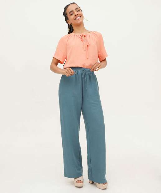 Calça Pantalona Feminina Textura Marisa