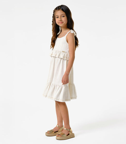 Vestido Infantil Viscolinho Lurex Trick Nick Bege