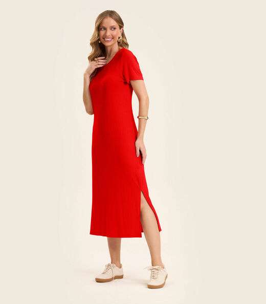 Image_Vestido Midi Ribana Canelada Básico Rovitex Laranja