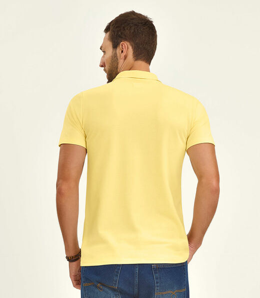 Polo Masculina Pique Diametro Amarelo