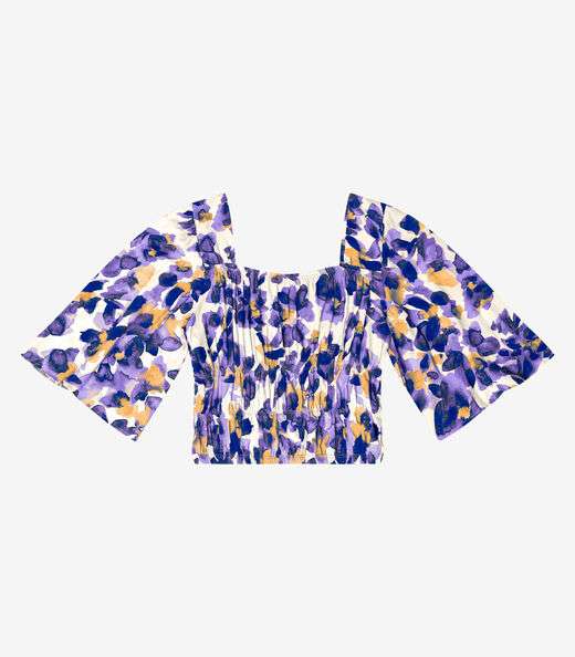 Blusa Cropped Feminina Estampada Endless Roxo