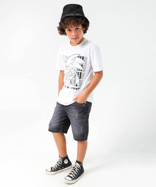 Camiseta Juvenil Estampada Sonic Tam 10 a 16