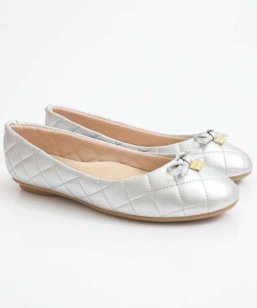 Sapatilha Feminina Bico Redondo Moleca Prateado