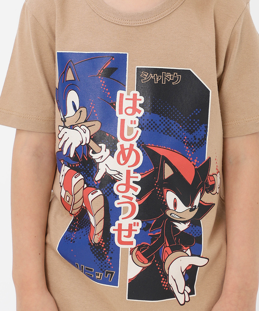 Camiseta Infantil Sonic Tam 4 a 10 Bege