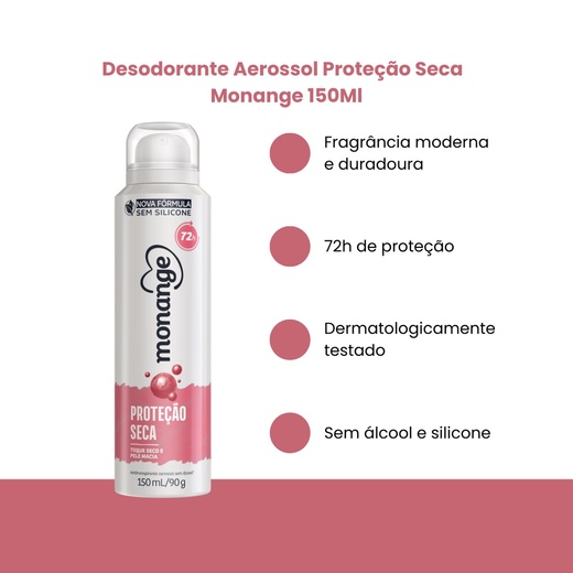 Kit c/6 Desodorante Monange Proteção Seca 150ml