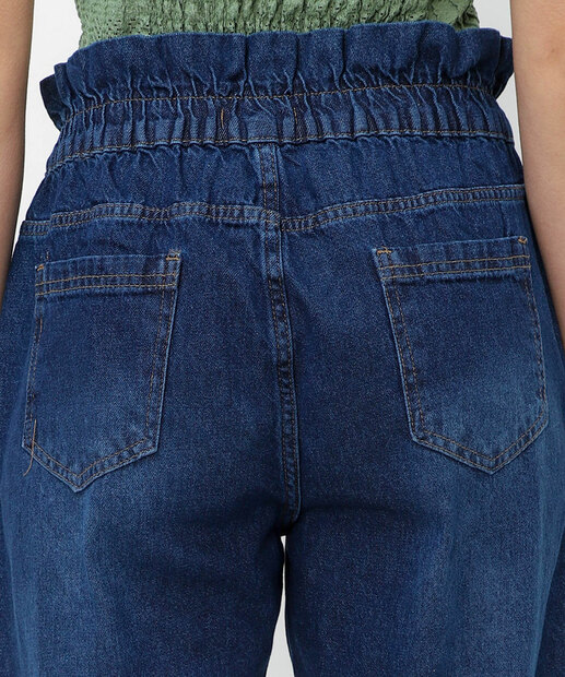 Calça Jeans Feminina Clochard Bolsos Azul